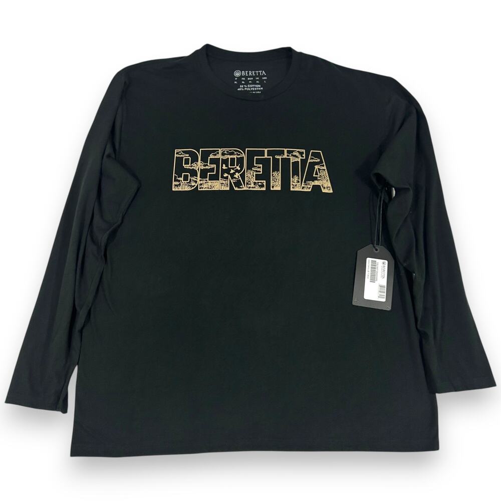 Beretta Mens L Vista Camo LS T-Shirt Black NWT